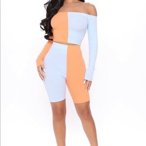 Hey sunshine color block short set